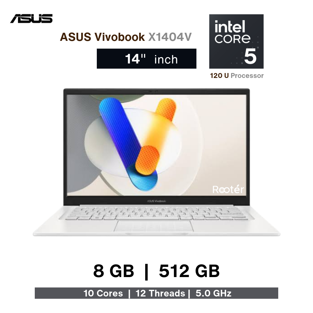 ASUS Vivobook 14 F1404VAP – Intel Core 5 120U | 8GB RAM | 512GB NVMe SSD | 14″ FHD | Windows 11 | Free Bag