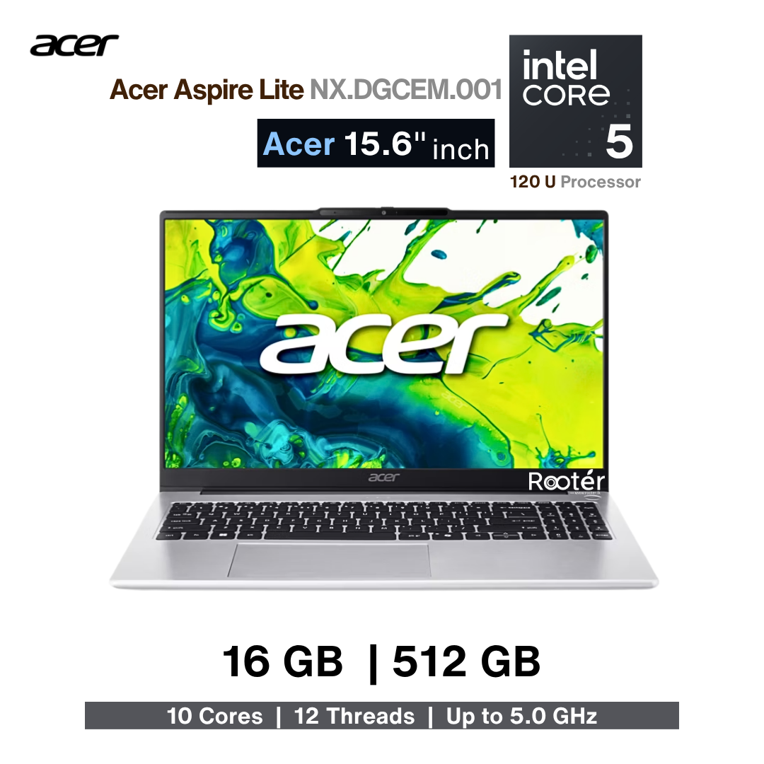 Acer Aspire Lite 15 (NX.DGCEM.001) – Intel Core 5 120U | 16GB RAM | 512GB NVMe SSD | 15.6" Full HD