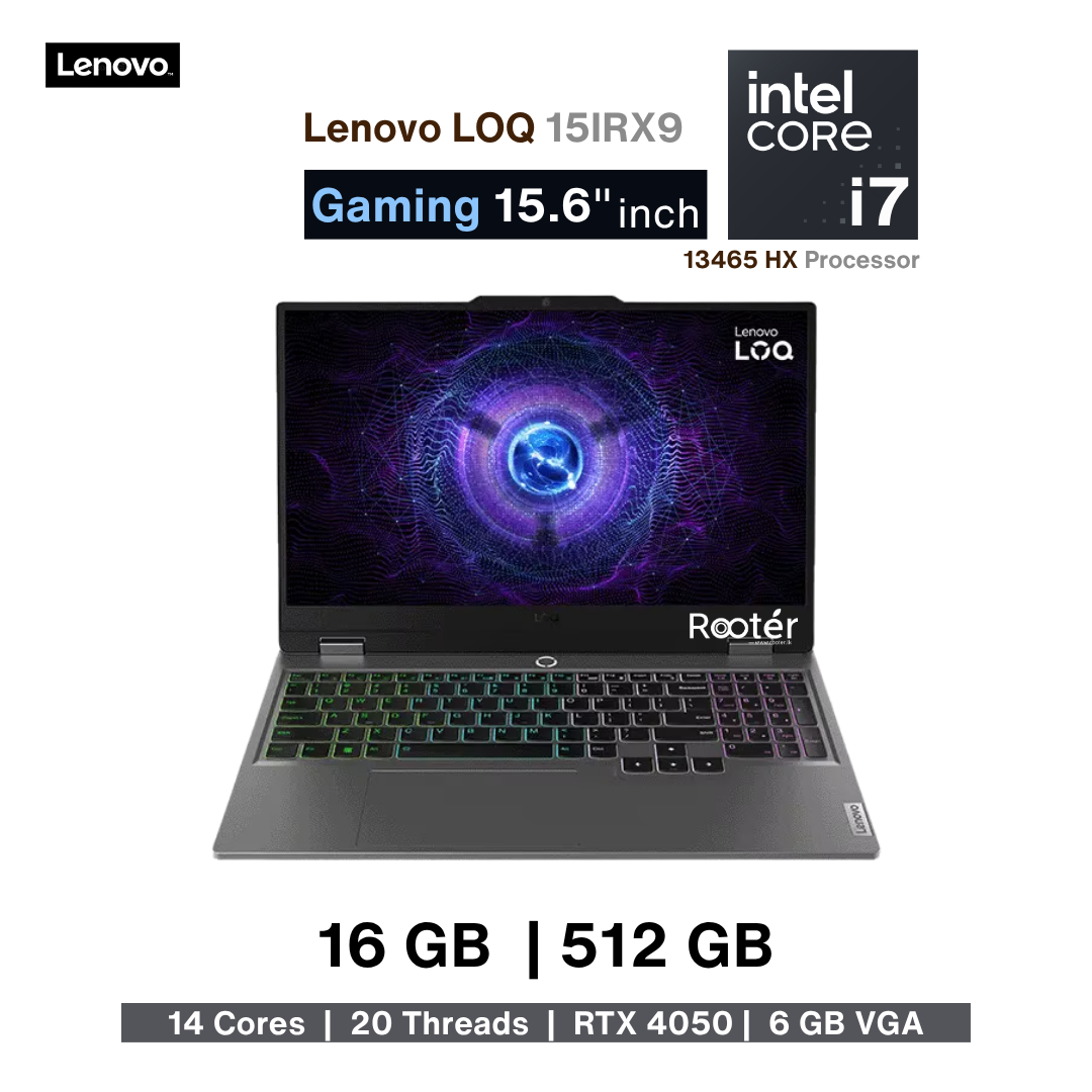 Lenovo LOQ 15IRX9 – Intel Core i7-13465HX | 16GB DDR5 | 512GB NVMe SSD | RTX 4050 6GB VGA | 15.6" 144Hz
