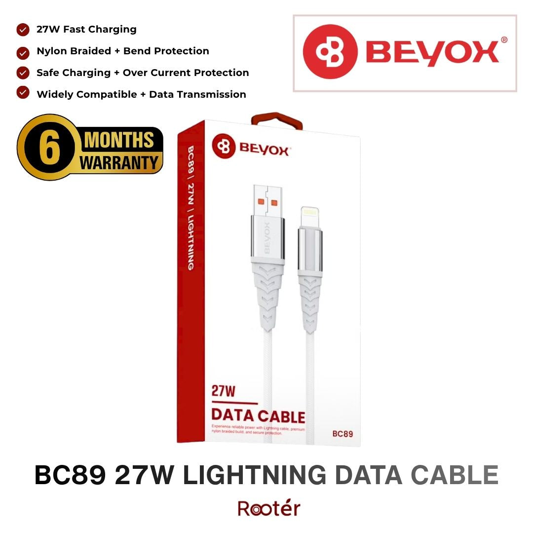 BEYOX BC89 USB-A to Lightning 27W Fast Charging Data Cable