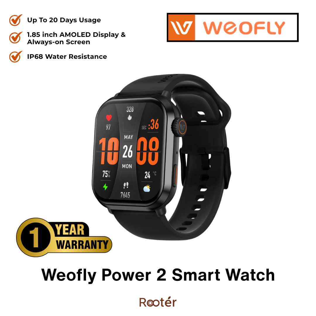 Weofly Power 2 Smart Watch 1.85" AMOLED Display with Bluetooth Calling