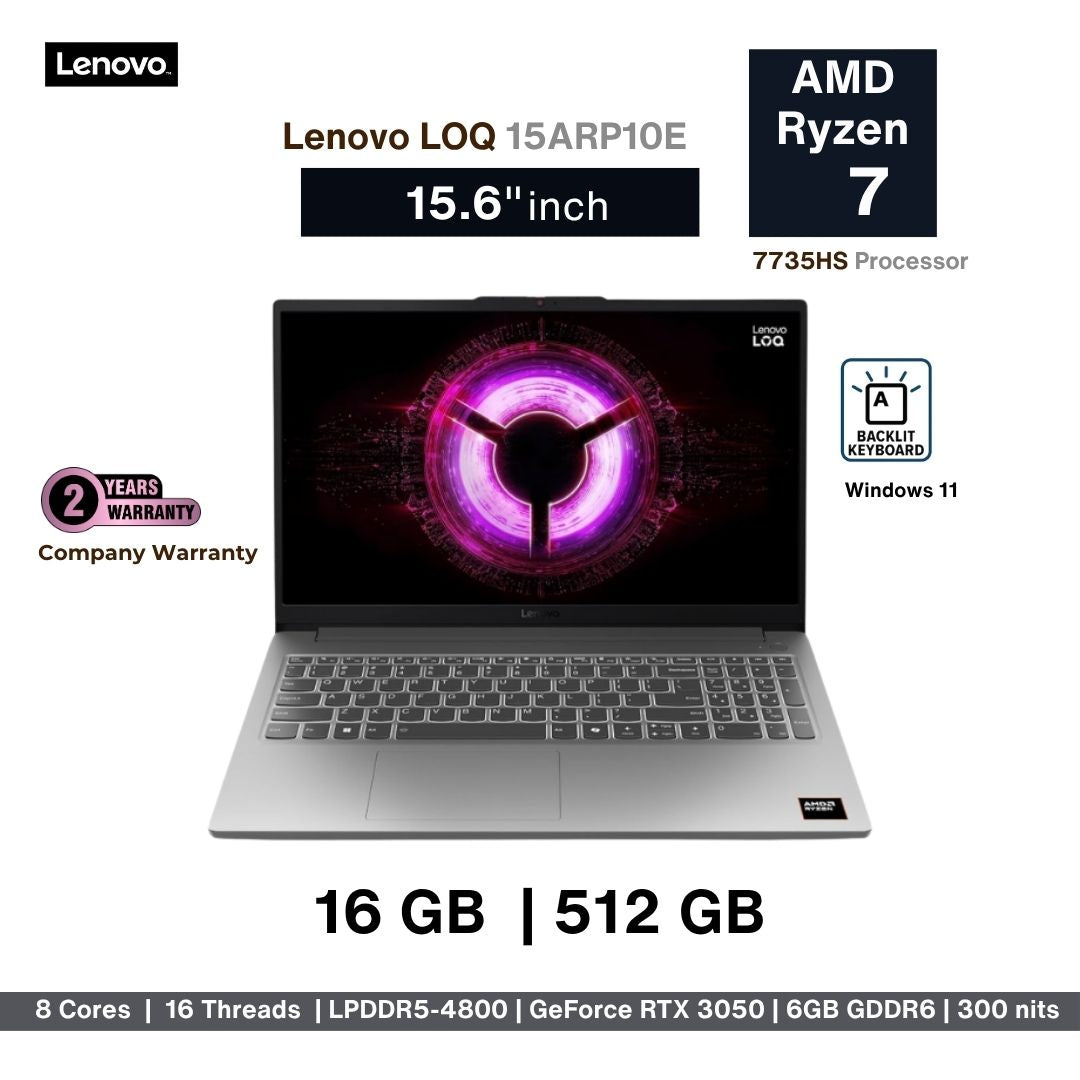 Lenovo LOQ 15ARP10E Ryzen 7 7735HS | RTX 3050 6GB | 16GB RAM | 512GB SSD