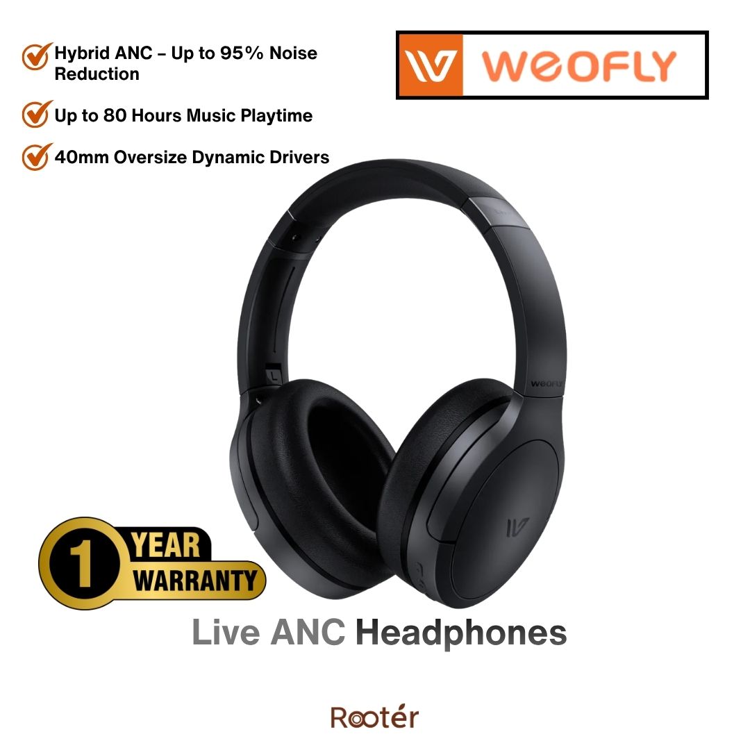 Weofly Live ANC Headphones | Hybrid ANC | 95% Noise Reduction | 80H Playtime