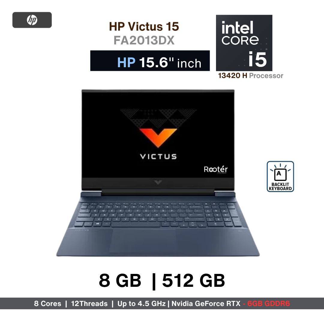 HP Victus 15 FA2013DX Gaming Laptop – Intel Core i5-13420H | 8GB RAM | 512GB SSD | NVIDIA GeForce RTX 3050