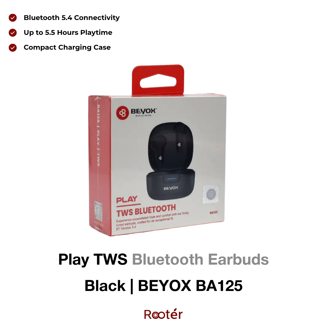 BEYOX BA125 Play TWS Bluetooth 5.4 Wireless Earbuds
