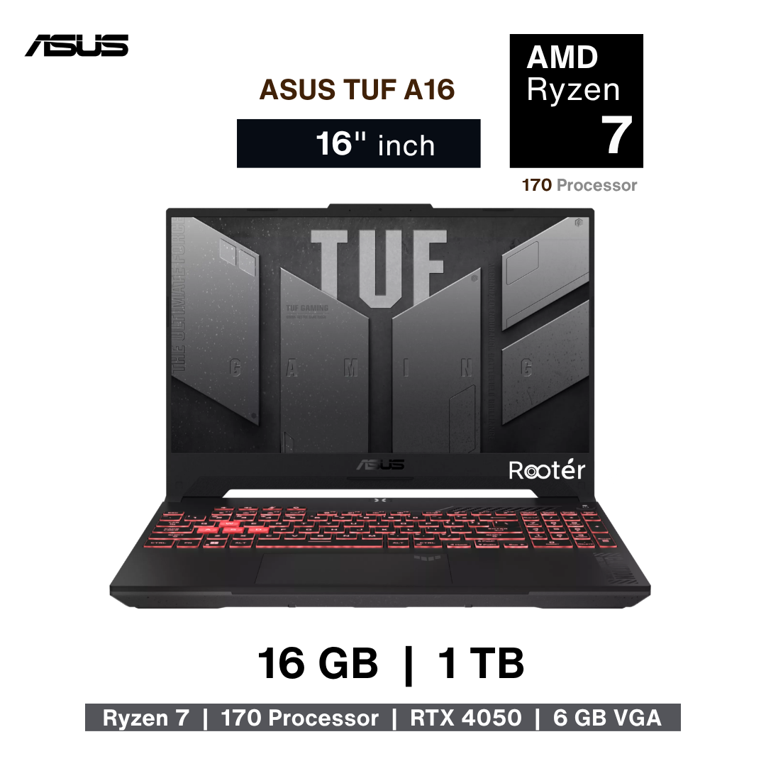 ASUS TUF Gaming A16 FA607NUQ-RL014W – Ryzen 7 170 | RTX 4050 6GB | 16GB DDR5 | 1TB SSD | 16″ 144Hz