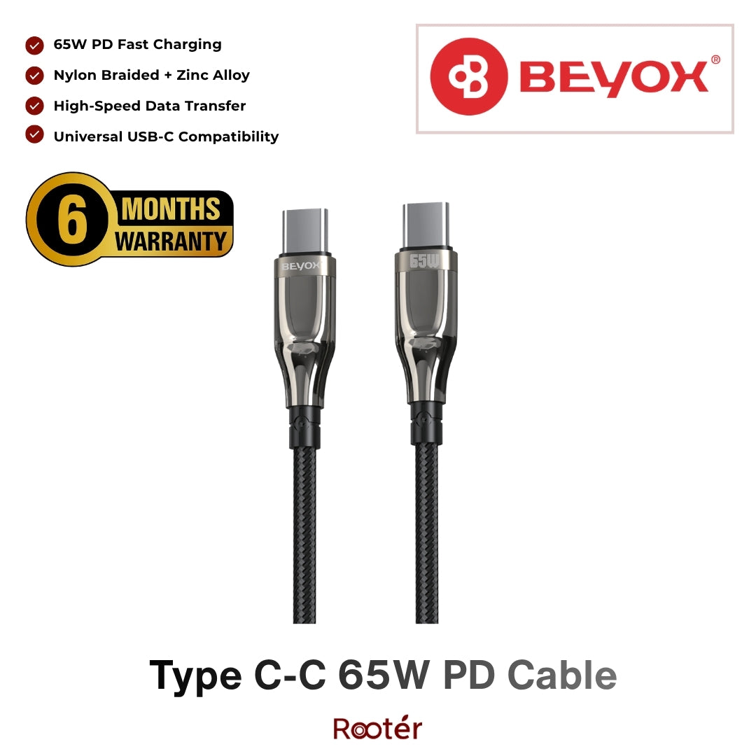 BEYOX Type-C to Type-C 65W PD Fast Charging Cable
