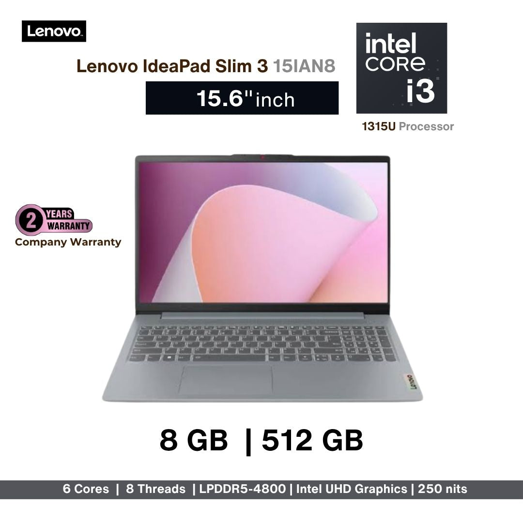 Lenovo IdeaPad Slim 3 15IAN8 Intel Core i3 | 8GB RAM | 512GB SSD