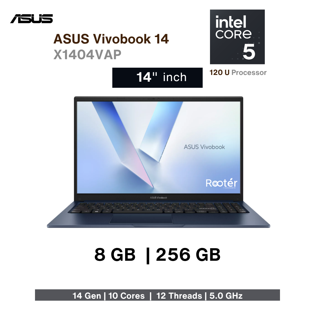 ASUS Vivobook 14 X1404VAP – Intel Core 5 120U | 8GB RAM | 256GB NVMe SSD | 14″ FHD | Windows 11
