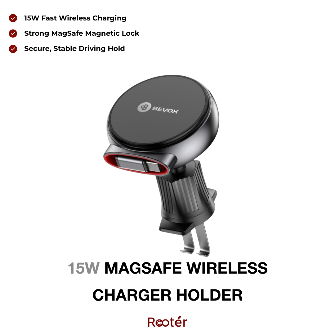 BEYOX BS200 MagSafe 15W Fast Wireless Car Charger & Magnetic Air Vent Holder – Z Series