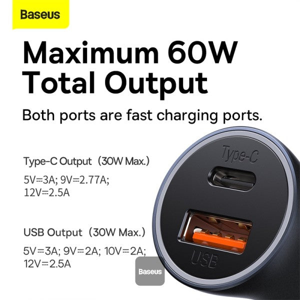 Baseus Dual Port Car Charger 60W